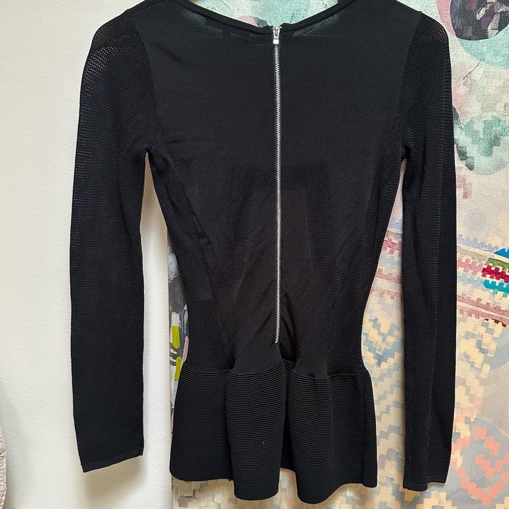 Maje Black Datchye stretch-knit peplum top - Picture 4 of 12
